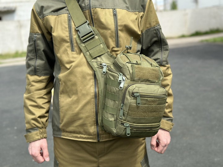 Універсальна тактична сумка на 20 л плечова військова сумка Tactic однолямкова сумка Олива (NB20-olive) - зображення 2