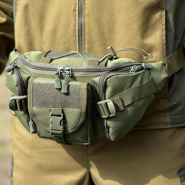 Військова поясна сумка тактична Swat армійська сумка бананка Tactic штурмова сумка поясна Олива (9010-olive) - зображення 1