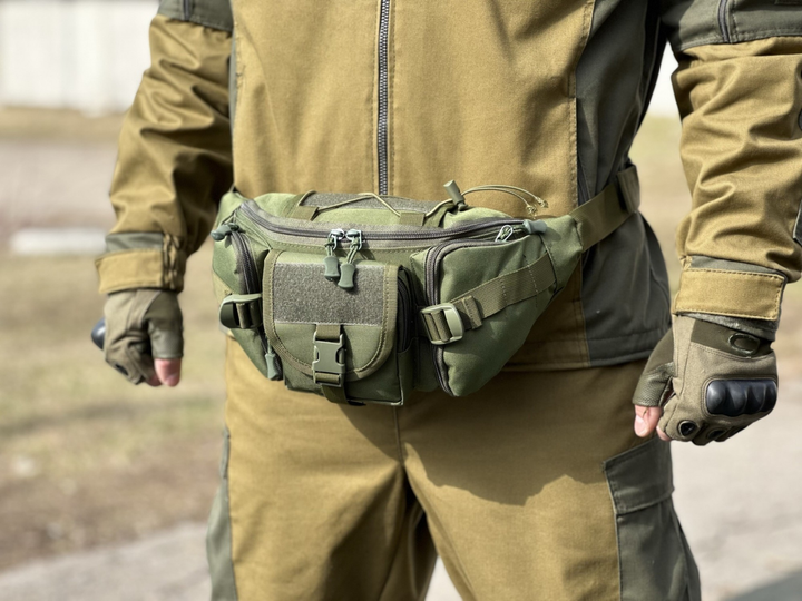 Военная поясная сумка тактическая Swat армейская сумка бананка Tactic штурмовая сумка поясная Олива (9010-olive) - изображение 2
