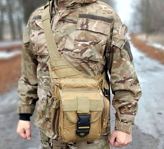 Универсальная тактическая сумка через плечо Tactic однолямочная военная сумка Койот (863-coyote) - изображение 2