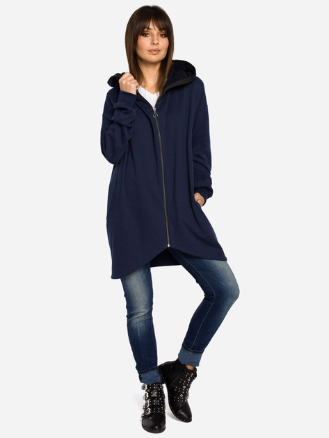 Толстовка на блискавці з капюшоном жіноча BeWear B054 86953 2XL-3XL Синя (5903068402685) - зображення 3