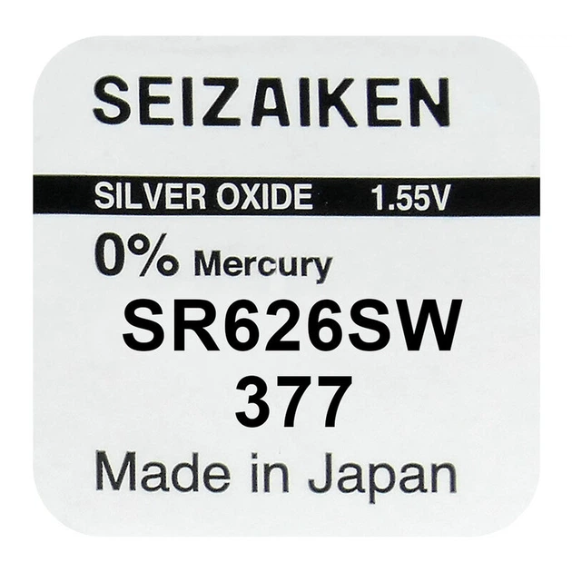 Батарейка часовая серебрянно-цинковая Seiko 377 (SR626SW/SR66), 1.55V, блистер - Фото 1 Батарейка часовая серебрянно-цинковая Seiko 377 (SR626SW/SR66), 1.55V, блистер - изображение 1