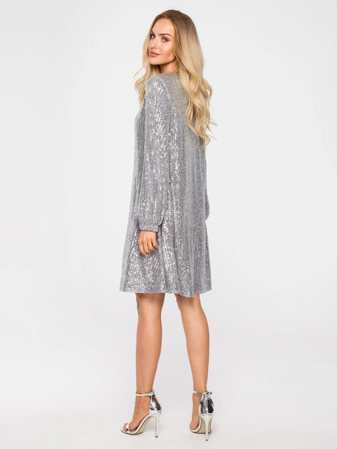 Sukienka damska cekinowa Made Of Emotion M715 XL Srebrna (5903887691567) - obraz 4