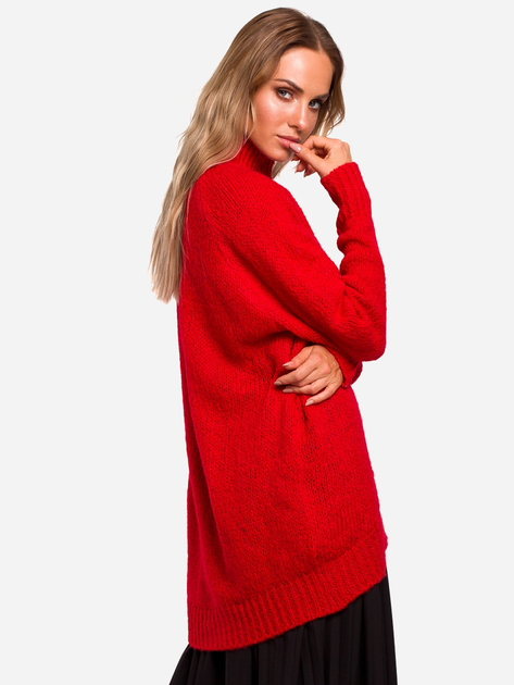 Sweter z golfem damski długi Made Of Emotion M468 S/M Czerwony (5903068452017) - obraz 2