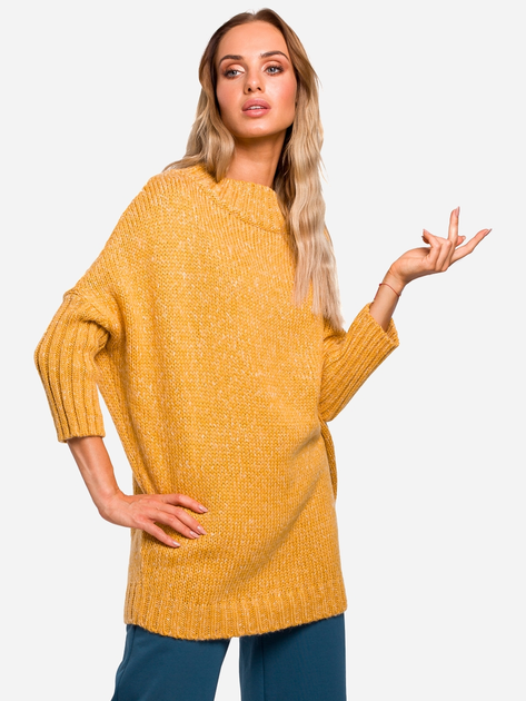 Sweter z golfem damski długi Made Of Emotion M470 L/XL Żółty (5903068452222) - obraz 1