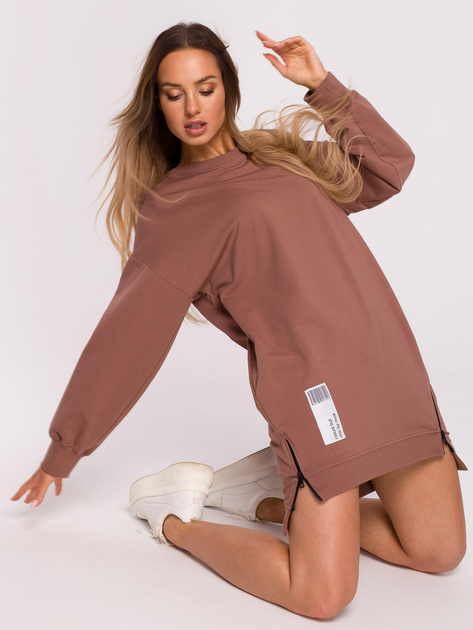Tunika damska dresowa Made Of Emotion M676 M Brązowa (5903887665490) - obraz 3