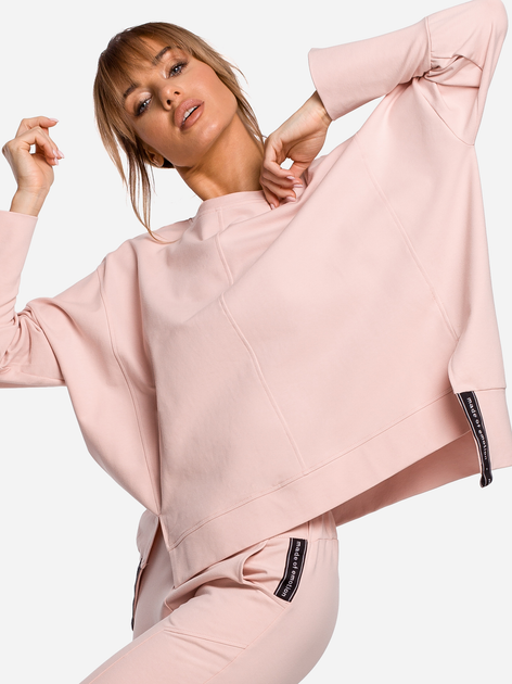 Bluza damska bez kaptura oversize Made Of Emotion M491 S/M Różowa (5903068474880) - obraz 5