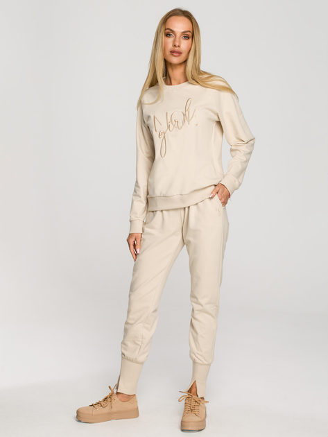 Bluza damska bez kaptura Made Of Emotion M693 2XL Jasnobeżowa (5903887672917) - obraz 5