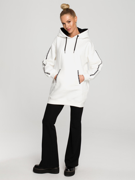 Bluza damska z kapturem oversize Made Of Emotion M696 M Ecru (5903887673488) - obraz 4