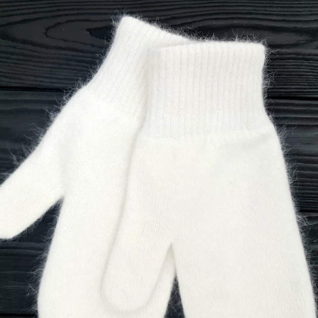Варежки женские зимние M&JJ (ангора+вискоза+шерсть+ПА) One Size Молочный 4102 - изображение 2