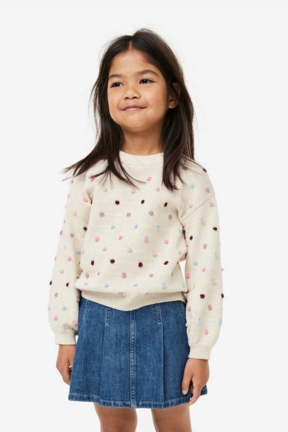 Светр H&M д9396 молочний в смужку 98-104 - Фото 2 Светр H&M д9396 молочний в смужку 98-104 - изображение 2