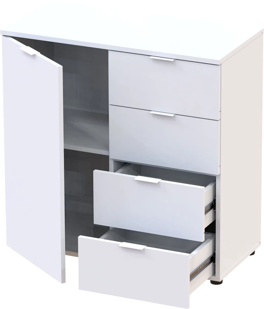 Комод Doros Рон 1 80 х 38 х 81 см 1 фасад 4 шухляды Белый (41516005) - изображение 4
