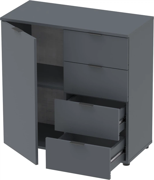Комод Doros Рон 1 80 х 38 х 81 см 1 фасад 4 шухляды Графит (41516006) - изображение 4