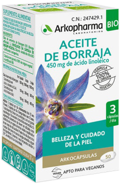 Suplement diety Arkopharma Arkocápsulas Borage Oil 50 pereł (8428148160011) - obraz 1