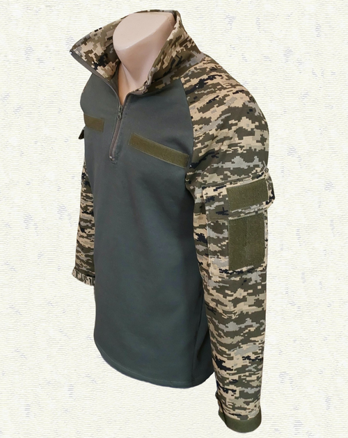 Тактическая сорочка утепленнаая Убакс 100% Хлопок - Хаки+Пиксель р.46 - изображение 2