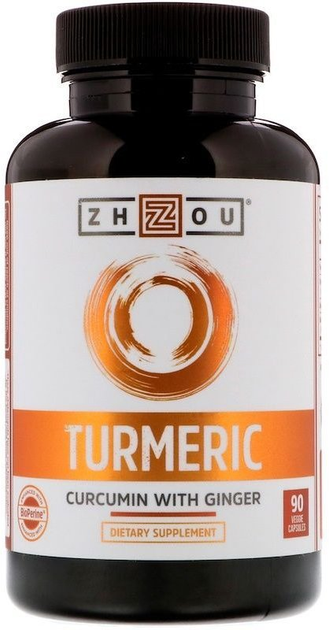 Куркума и имбирь Zhou Nutrition Turmeric 90 вегетарианских капсул ...