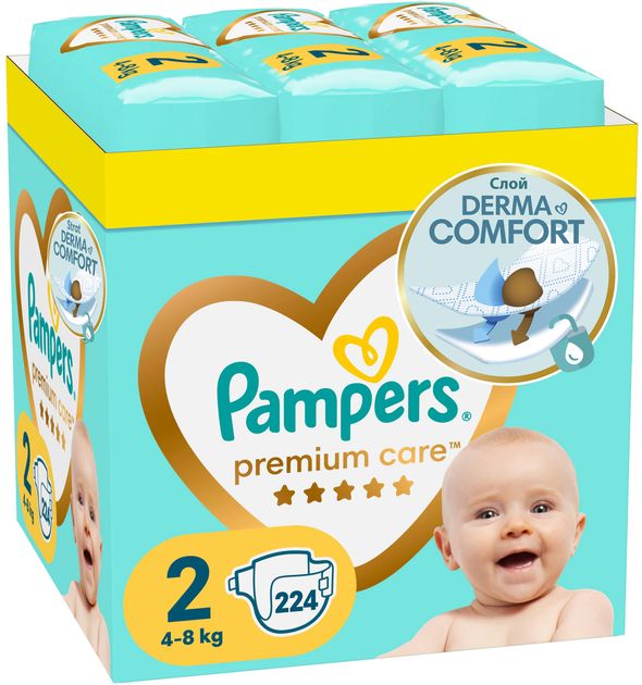 Подгузники Pampers Premium Care Размер 2 (4-8 кг) 224 шт (8006540855850 ...