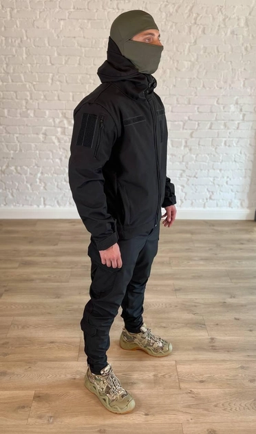 Тактический осенний костюм SoftShell черный для НГУ, ВСУ XXL - изображение 2