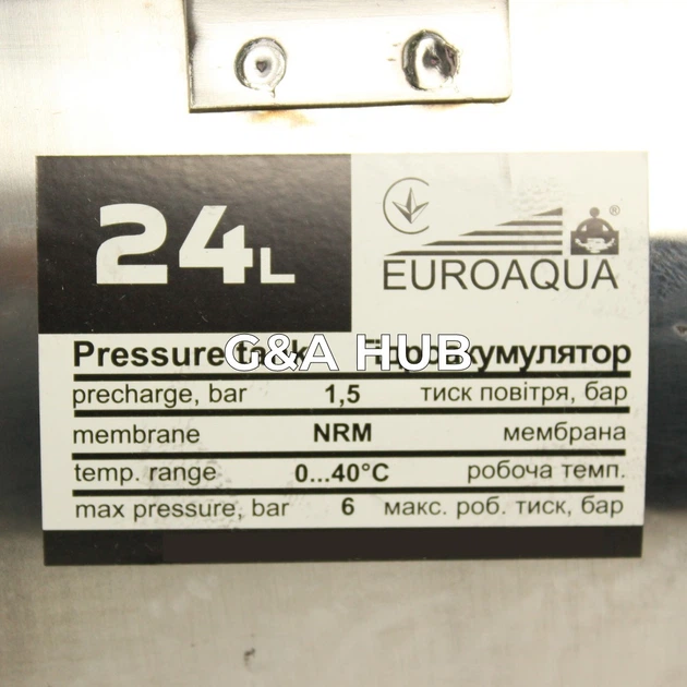 Гидроаккумулятор Euroaqua 24LSS из нержавеющей стали объемом 24 литров - изображение 5