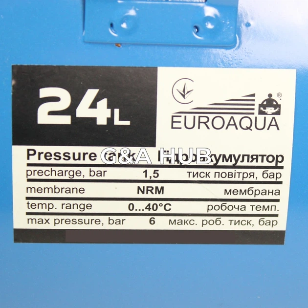 Гидроаккумулятор Euroaqua 24L объемом 24 литра - Фото 5 Гидроаккумулятор Euroaqua 24L объемом 24 литра - изображение 5