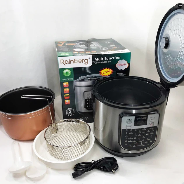 Мультиварка пароварка Rainberg RB-6209 45 программ 6л 1000W, Сенсорная мультиварка рисоварка - Фото 13 Мультиварка пароварка Rainberg RB-6209 45 программ 6л 1000W, Сенсорная мультиварка рисоварка - изображение 13