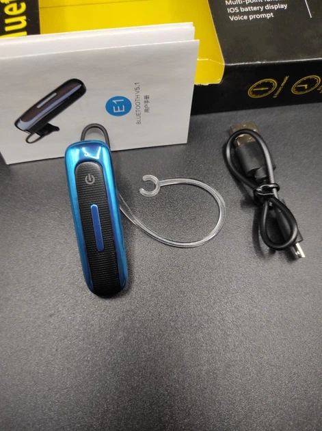 Бездротовий Bluetooth Навушник E1 Універсальний Комфортний Стерео звучання Android IOS Mac OS Windows Black+Blue - Фото 9 Бездротовий Bluetooth Навушник E1 Універсальний Комфортний Стерео звучання Android IOS Mac OS Windows Black+Blue - зображення 9