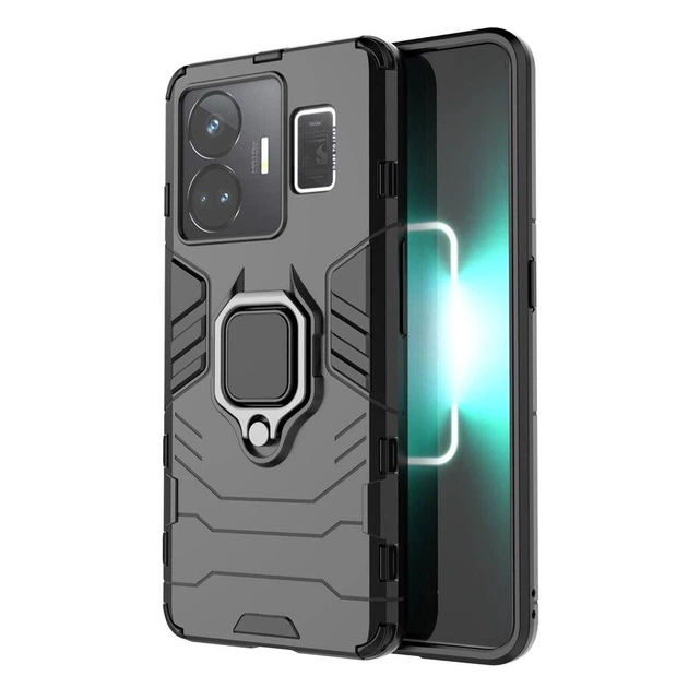 Чохол Fiji Ring для Realme GT3 броньований бампер із кільцем підставкою чорний - зображення 2