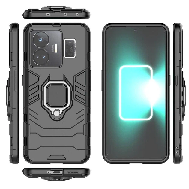 Чохол Fiji Ring для Realme GT3 броньований бампер із кільцем підставкою чорний - зображення 3