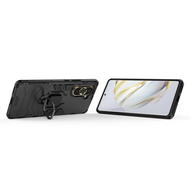 Чехол Fiji Ring для Huawei Nova 10 бронированный бампер с кольцом подставкой черный - изображение 4