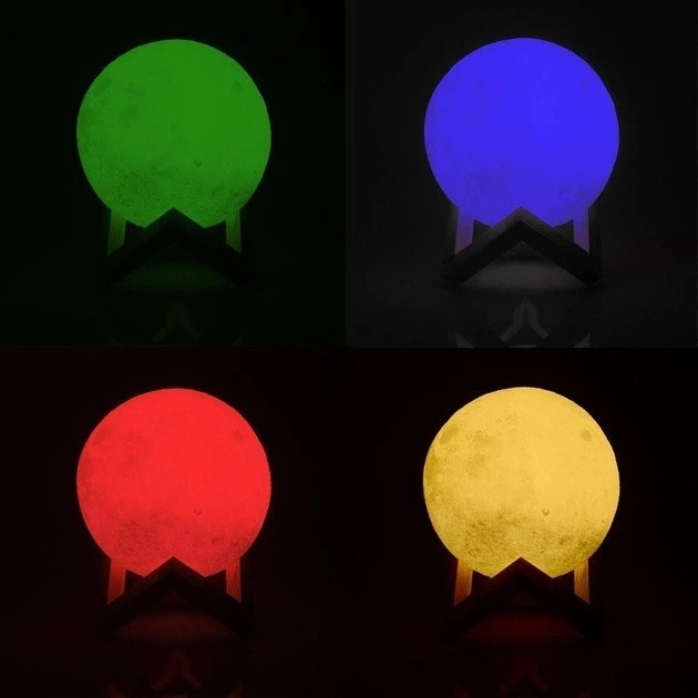 Светильник-ночник 3D слой Луна Moon Lamp на деревянной подставке 15 см MO-33 - изображение 4