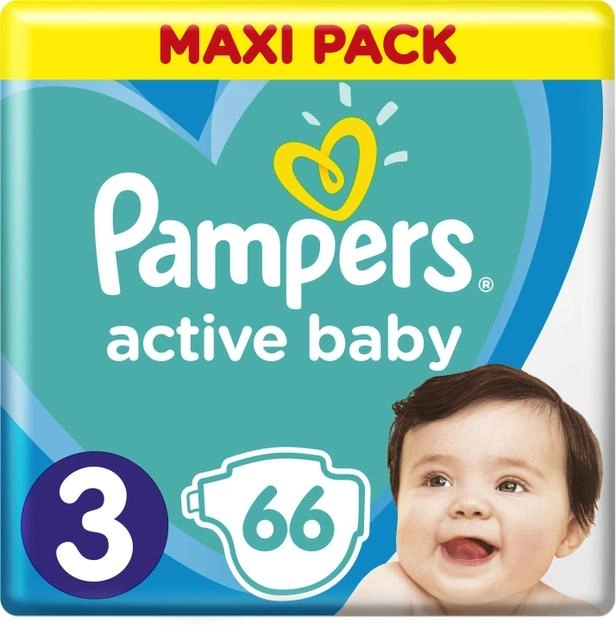 Pieluchy Pampers Active Baby Rozmiar 3 (6-10 kg) 66 szt (8001090950659) - obraz 1
