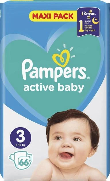 Pieluchy Pampers Active Baby Rozmiar 3 (6-10 kg) 66 szt (8001090950659) - obraz 2