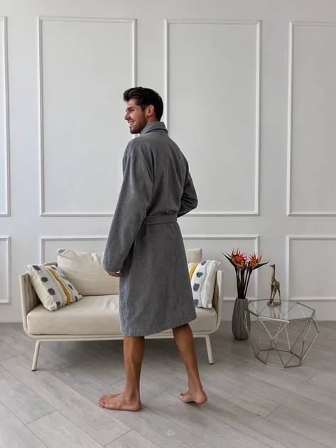 Мужской халат COSY махровый Fortune шаль 2XL серый 925 - изображение 2