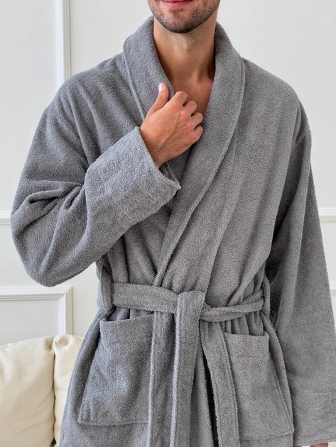Мужской халат COSY махровый Fortune шаль 2XL серый 925 - изображение 5