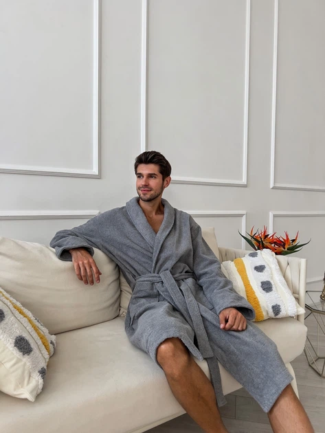 Мужской халат COSY махровый Fortune шаль 2XL серый 925 - изображение 7