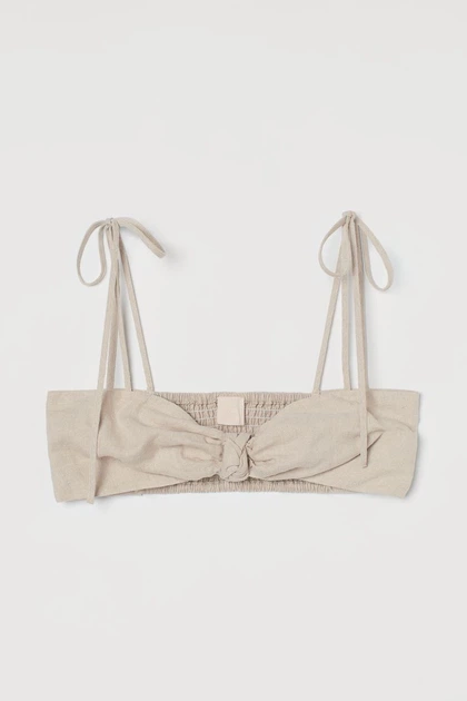 Топ льняний H&M 060997350 42 Бежевий - изображение 3