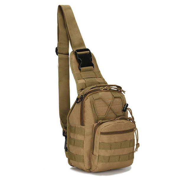 Тактична армійська сумка через плече бежевого кольору, військовий рюкзак на одне плече для зсу - зображення 1