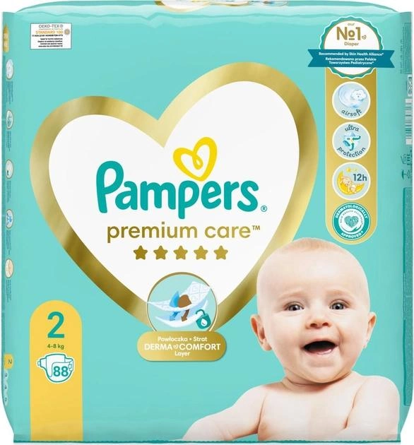 Pieluchy Pampers Premium Care Rozmiar 2 (4-8 kg) 88 szt (8006540857717) - obraz 2