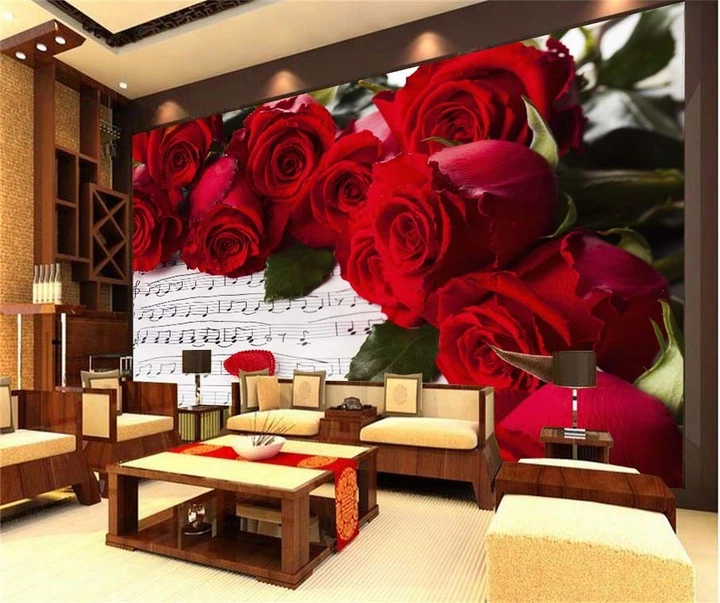 3D Фото Шпалери PHOTODECOR "Червоні троянди та ноти" - зображення 10