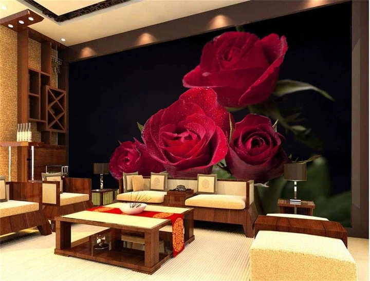 3D Фото Обои PHOTODECOR "Алые розы на черном фоне" - изображение 6