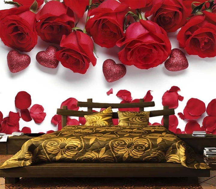 3D Фото Шпалери PHOTODECOR "Троянди з сердечками та пелюстками" - зображення 7