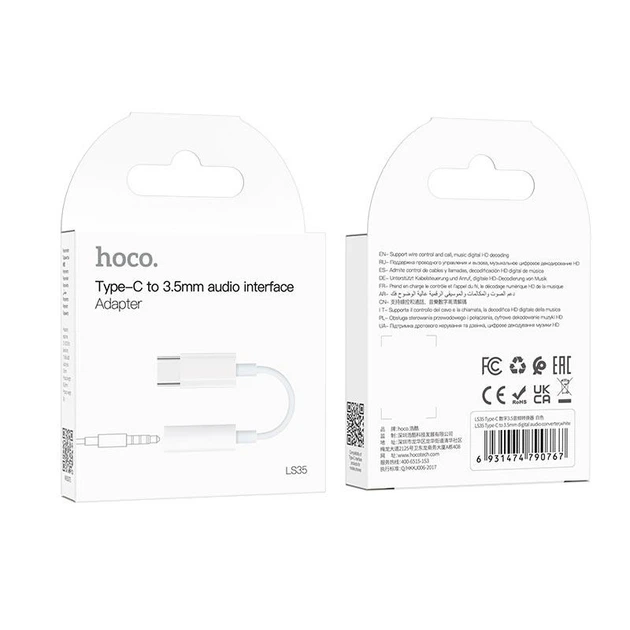 Переходник Hoco Type-C to 3.5 mm цифровой видеоконвертер LS35 white - изображение 4