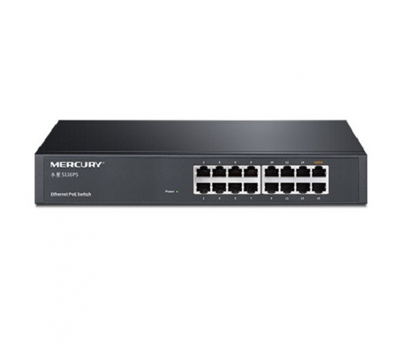 Комутатор POE Mercury S116PS 15 портів POE 100мбіт + 1 порт Ethernet (UP-Link) 100 Мбіт, БЖ вбудований, BOX (294*180*44) - Фото 1 Комутатор POE Mercury S116PS 15 портів POE 100мбіт + 1 порт Ethernet (UP-Link) 100 Мбіт, БЖ вбудований, BOX (294*180*44) - зображення 1