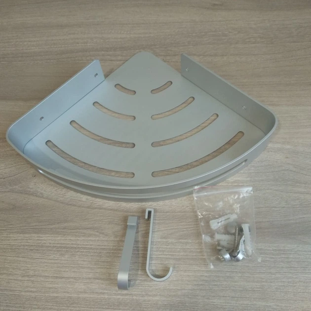 Угловая полка для ванной из алюминия Miken AJ-02 (Al-Angular) 30cm Серебристая - изображение 3