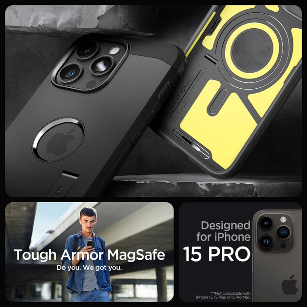 Чохол Spigen Tough Armor MagFit для iPhone 15 Pro Black (ACS06733) - зображення 8