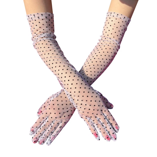 Фатиновые длинные перчатки в горошек Honey Fashion Accessories S/M/L серый (7-35/1) - Фото 2 Фатиновые длинные перчатки в горошек Honey Fashion Accessories S/M/L серый (7-35/1) - изображение 2
