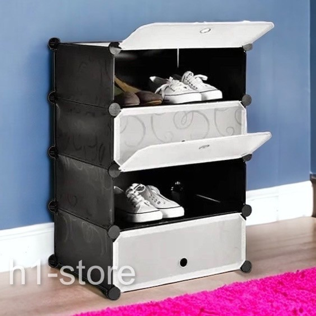 Пластиковый складной шкаф для обуви Storage Cabinet МР А1-3 39x37x76 см. - изображение 2