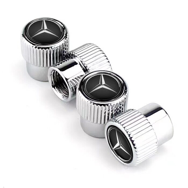 Набір захисних ковпачків SUNROZ Caps на ніпель для автомобіля Мерседес Premium Style Silver Mercedes 4 штуки (A-67580) - зображення 3