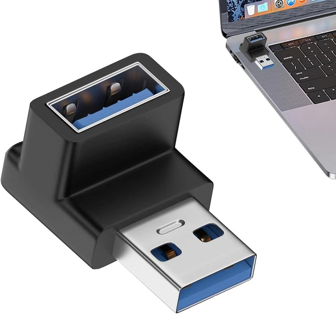 Перехідник Адаптер SUNROZ з'єднувач кутовий USB 3.0 M/F 90 градусів (A-48565) - Фото 2 Перехідник Адаптер SUNROZ з'єднувач кутовий USB 3.0 M/F 90 градусів (A-48565) - зображення 2