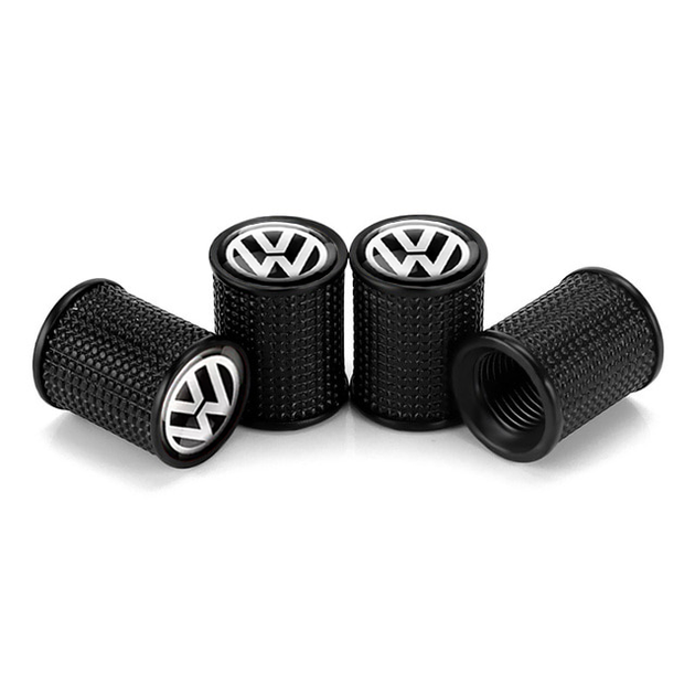 Набор защитных колпачков SUNROZ Caps на ниппель для автомобиля Фольксваген Lux Black Volkswagen металл 4 штуки (A-67532) - изображение 2